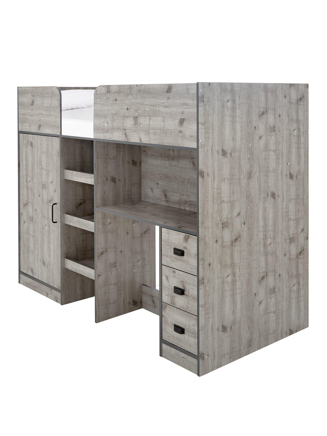 stillFront image of very-home-jackson-high-sleeper-with-storage-andnbspmattress-options-buy-and-save--nbspweathered-grey