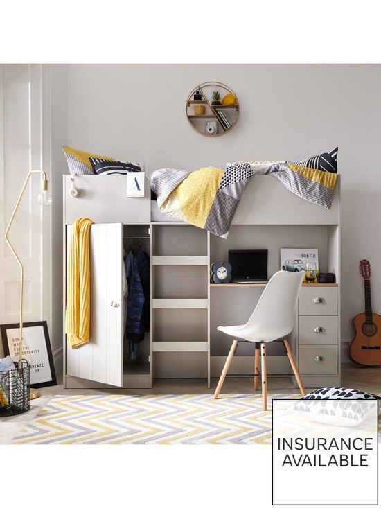 stillFront image of very-home-atlanta-high-sleeper-with-desk-drawers-and-wardrobe-with-mattress-options-buy-and-save