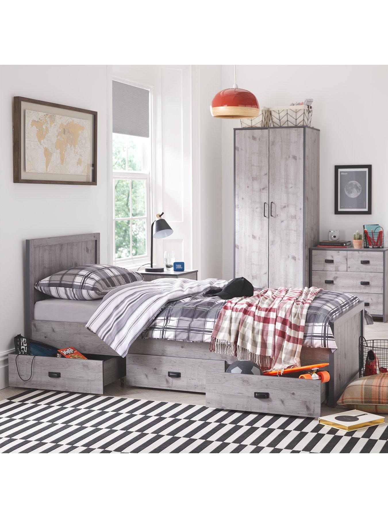 Very Home Jackson Single Storage Bed with Mattress Options (Buy and SAVE!) - Weathered Grey