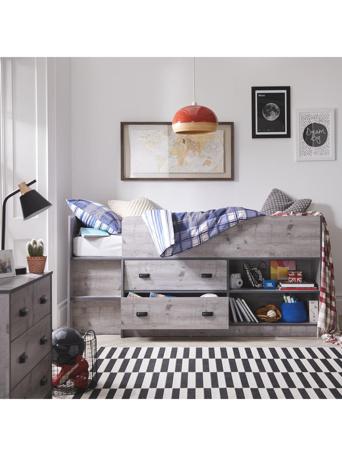 very-home-jackson-mid-sleeper-bed-with-mattress-options-buy-and-savenbsp-nbspweatherednbspgrey