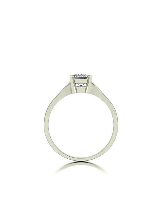 stillFront image of moissanite-9ct-white-gold-118ct-equivalent-emerald-cut-solitaire-ring