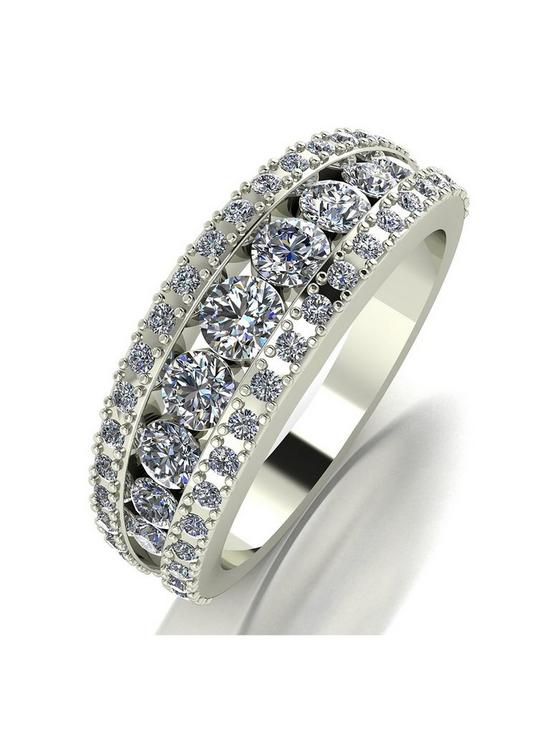 front image of moissanite-9ct-white-gold-band-ring