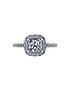  image of moissanite-platinum-14ct-total-equivalent-cushion-centre-halo-ring