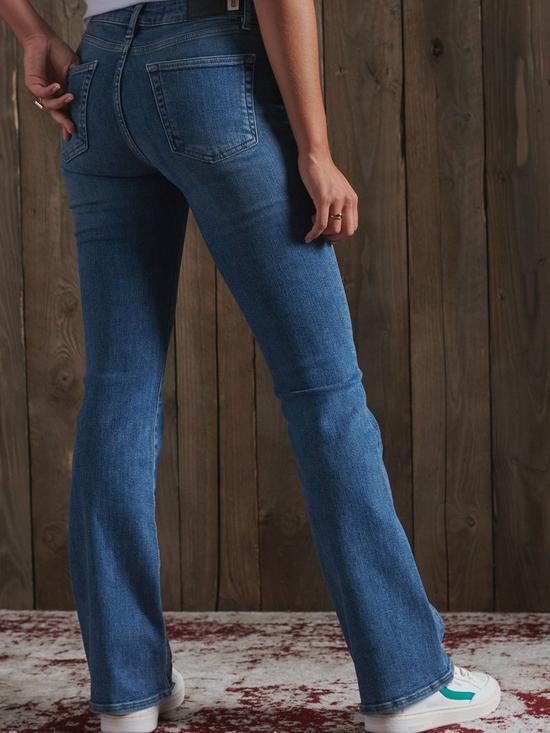 stillFront image of superdry-mid-rise-slim-flare-jeans-dark-blue