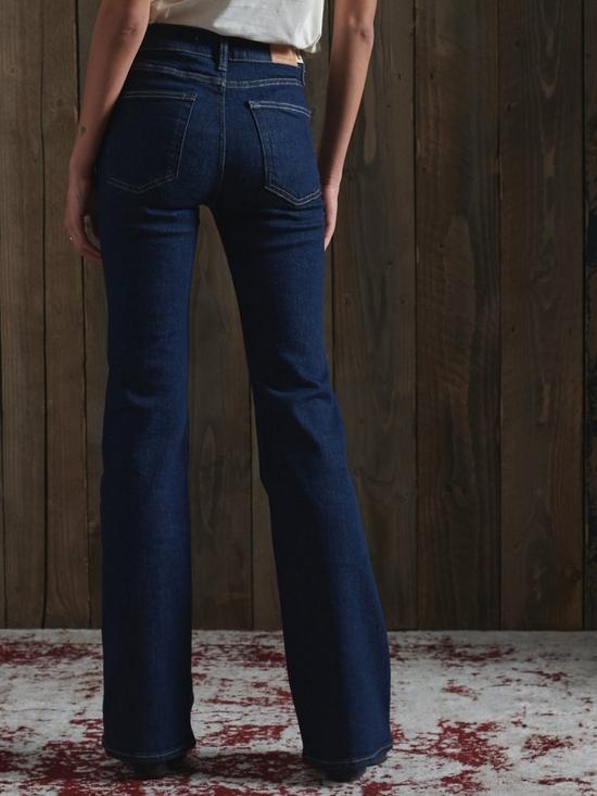 stillFront image of superdry-mid-rise-slim-flare-jeans-mid-wash-blue