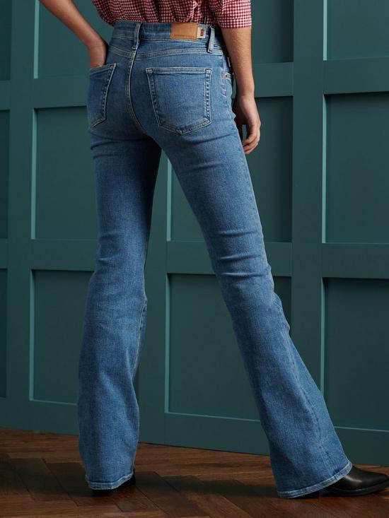 stillFront image of superdry-mid-rise-slim-flare-jeans-light-blue
