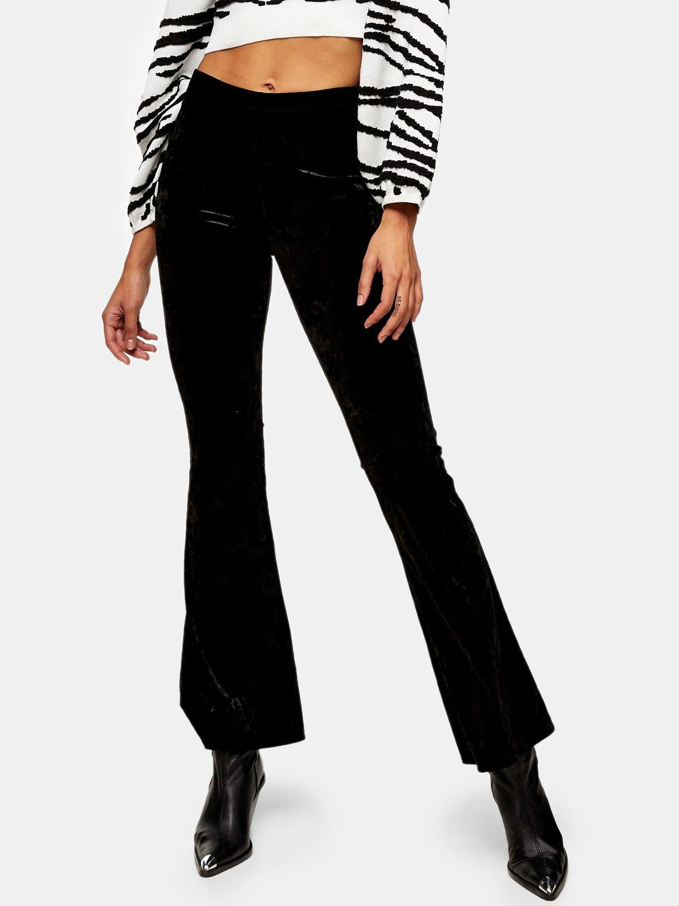topshop black velvet flares