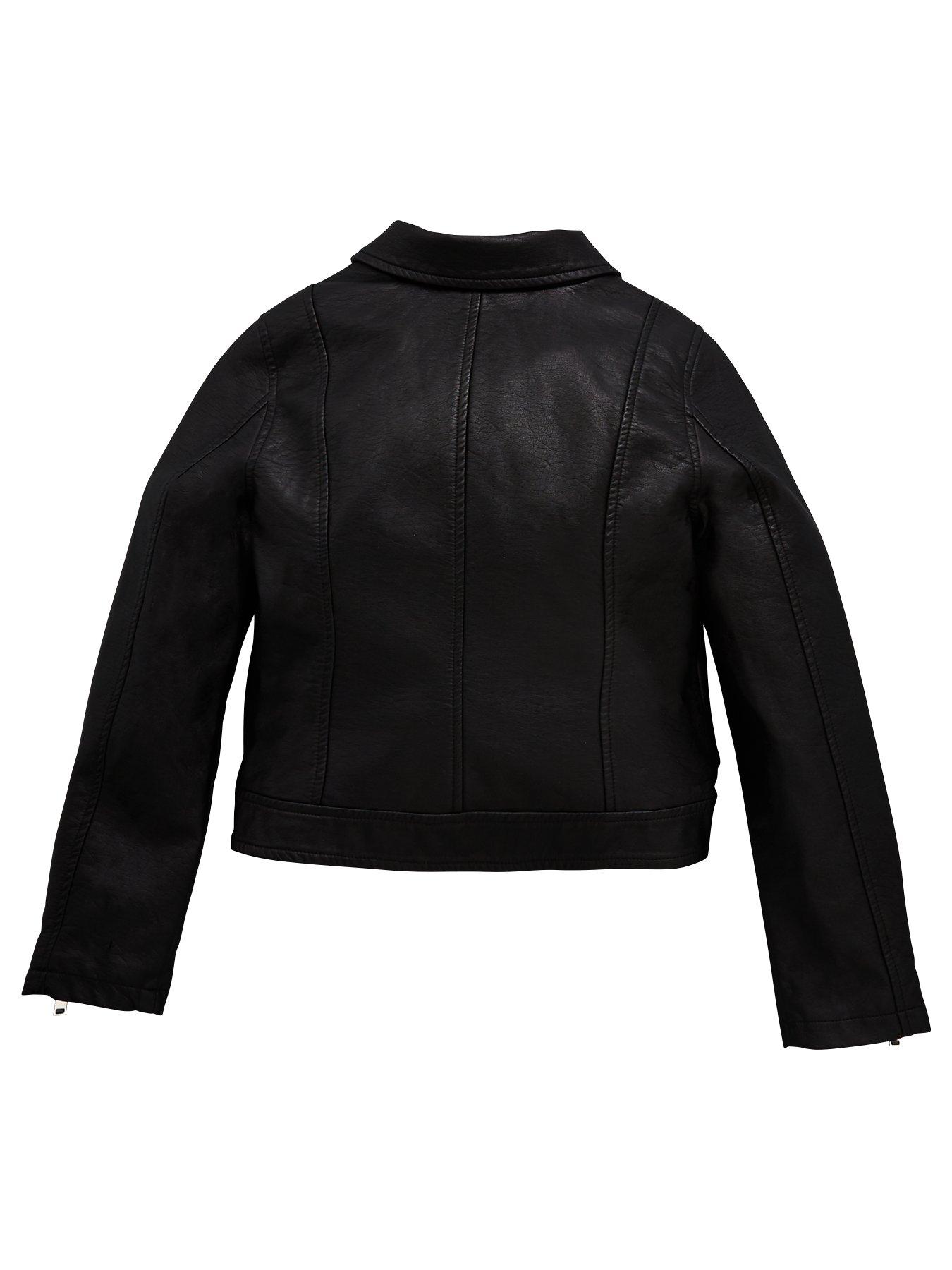 Image 2 of 3 of V by Very Girls PU Biker Jacket&nbsp;- Black