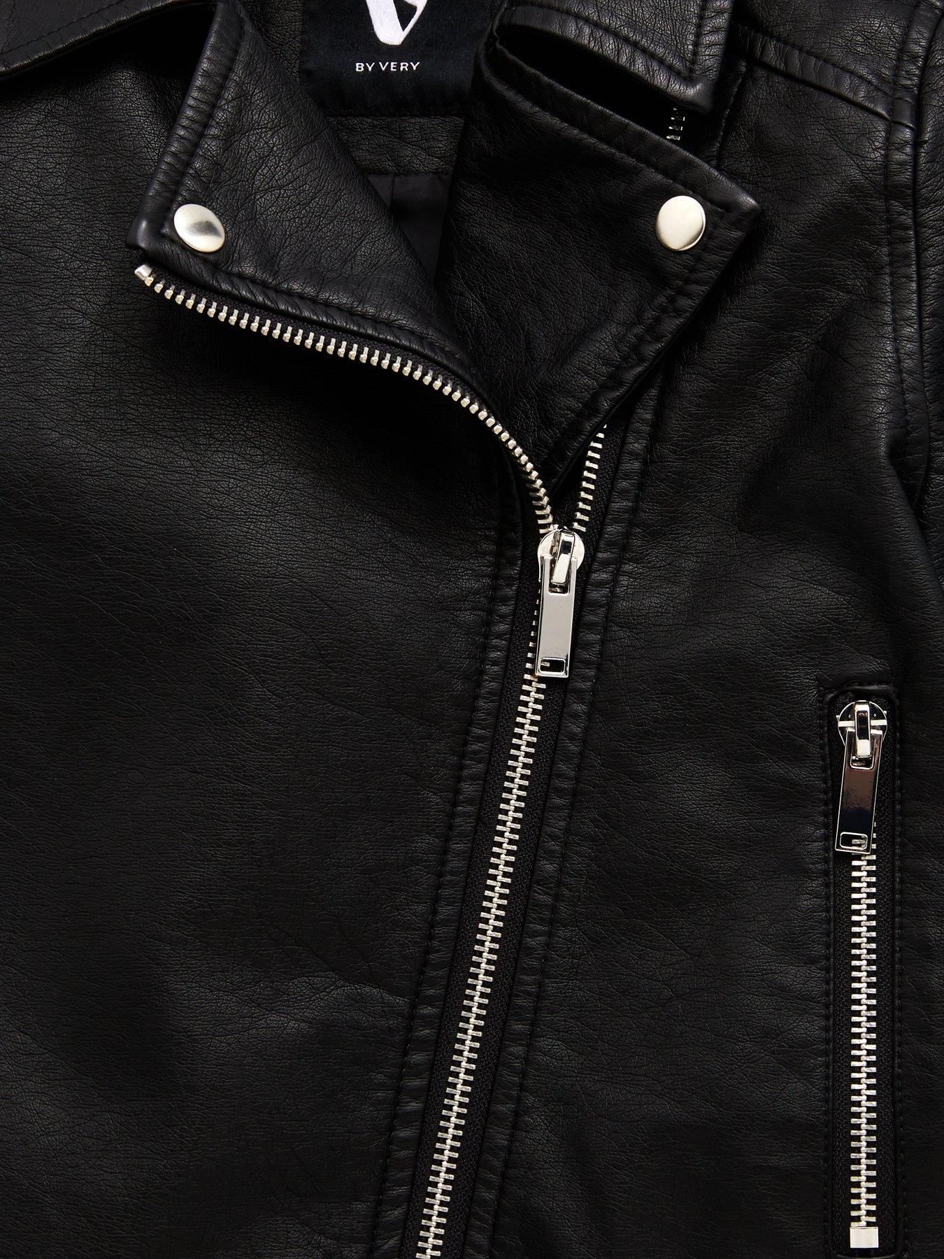 Image 3 of 3 of V by Very Girls PU Biker Jacket&nbsp;- Black