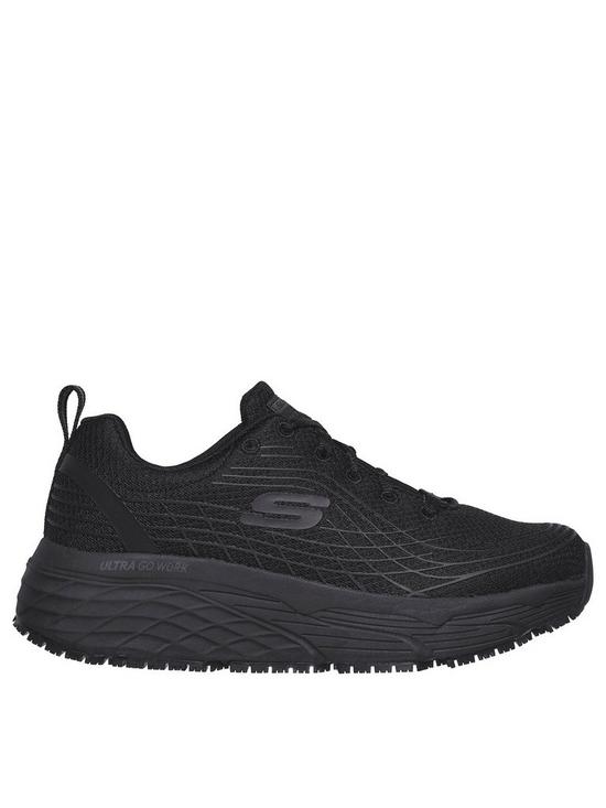 back image of skechers-haptic-printed-lace-up-max-cushioning-slip-resistant-outsole-trainer-black