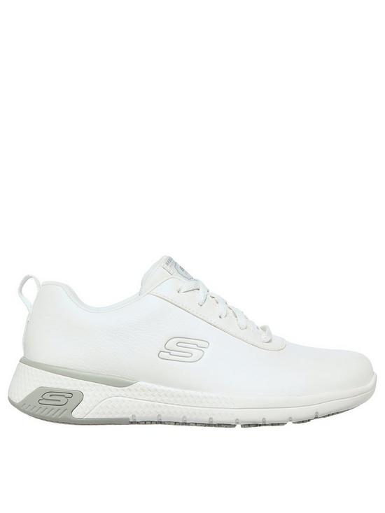 back image of skechers-athletic-lace-up-slip-resistant-outsole-trainer-white