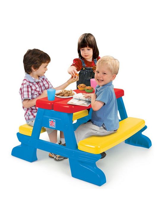 back image of grown-up-summertime-picnic-table