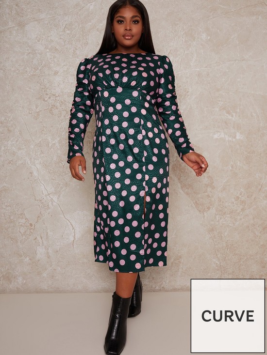 front image of chi-chi-london-curve-cozette-dress-green