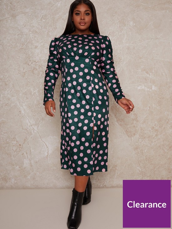 front image of chi-chi-london-curve-cozette-dress-green