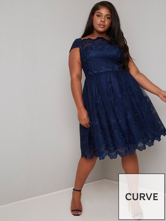 front image of chi-chi-london-curve-april-dress-navy