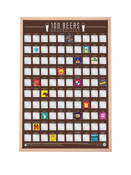 front image of gift-republic-100-beers-bucket-list-scratch-off-poster