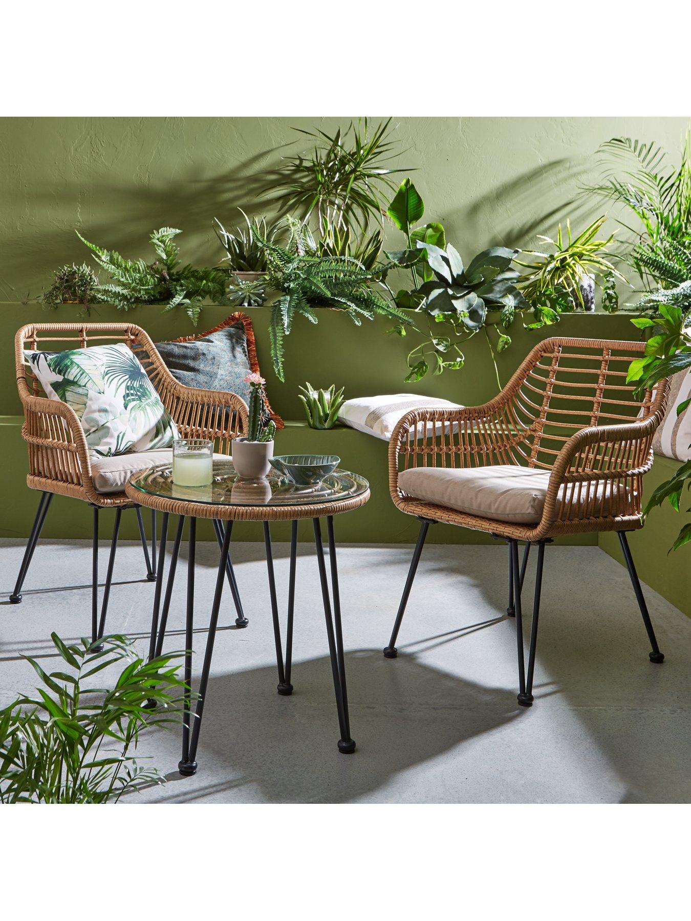 Madrid Cane Effect Bistro Set Garden Furniture