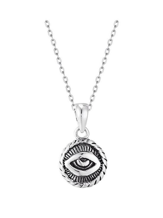 front image of the-love-silver-collection-sterling-silver-evil-eye-pendant-necklace