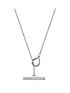  image of the-love-silver-collection-rhodium-plated-sterling-silver-cubic-zirconia-t-bar-necklace