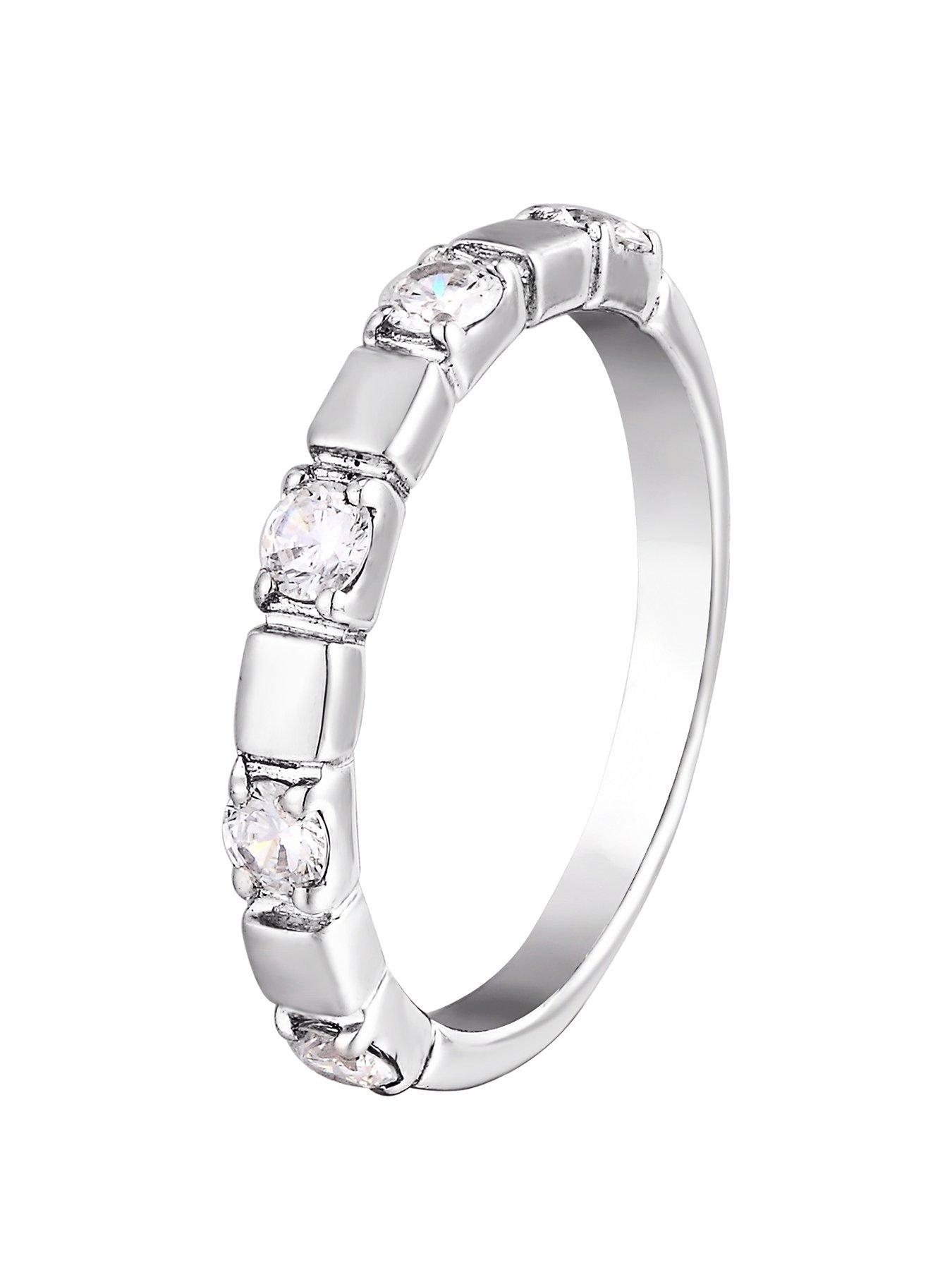 undefined Sterling Silver Five Stone Cubic Zirconia Band Ring