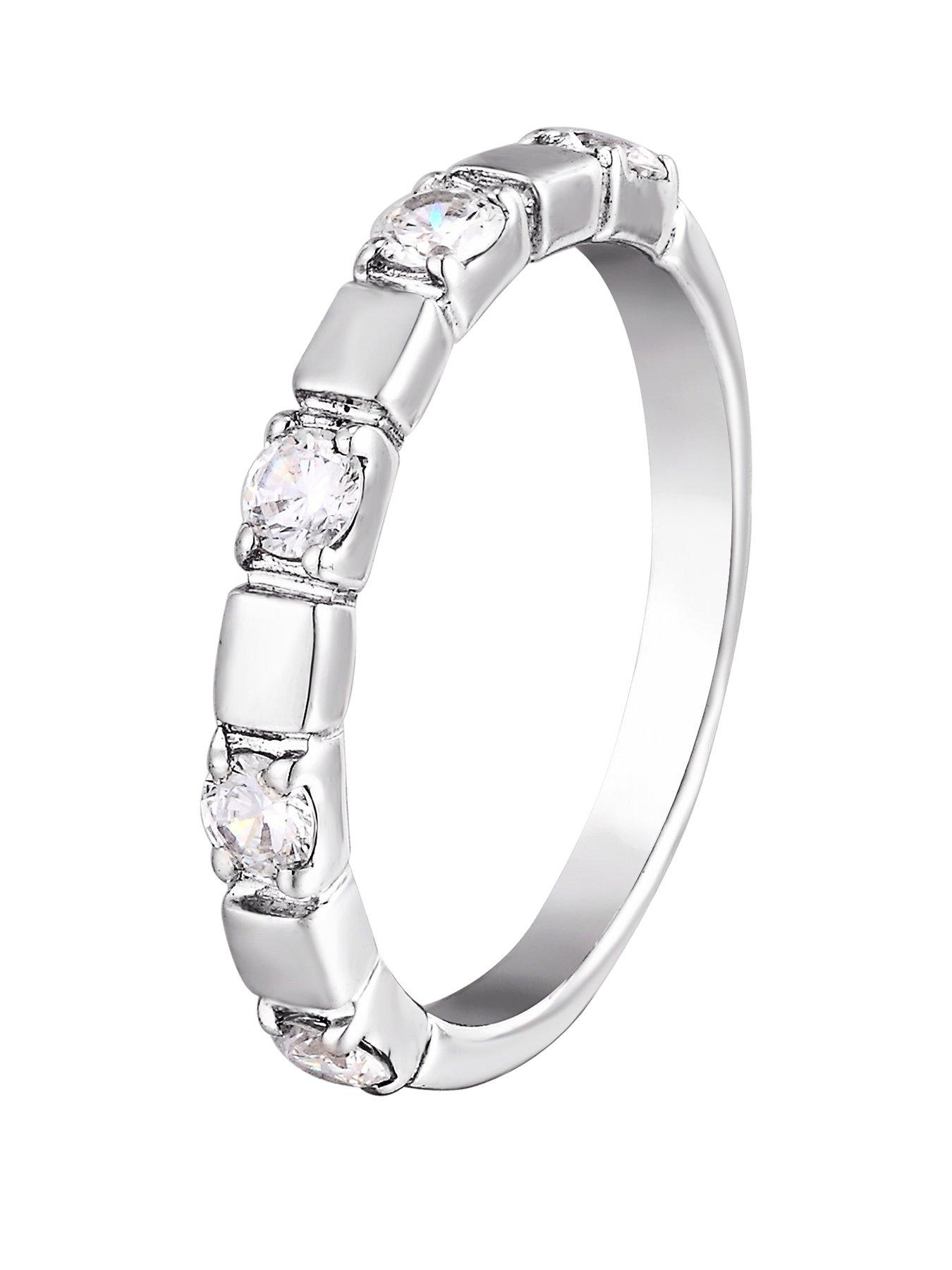 The Love Collection Sterling Silver Five Stone Cubic Zirconia Band Ring