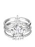  image of the-love-silver-collection-sterling-silver-cubic-zirconia-crown-shape-triple-stack-cocktail-ring