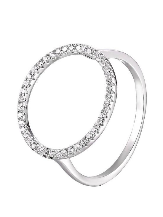 front image of the-love-silver-collection-sterling-silver-open-circle-cubic-zirconia-ring