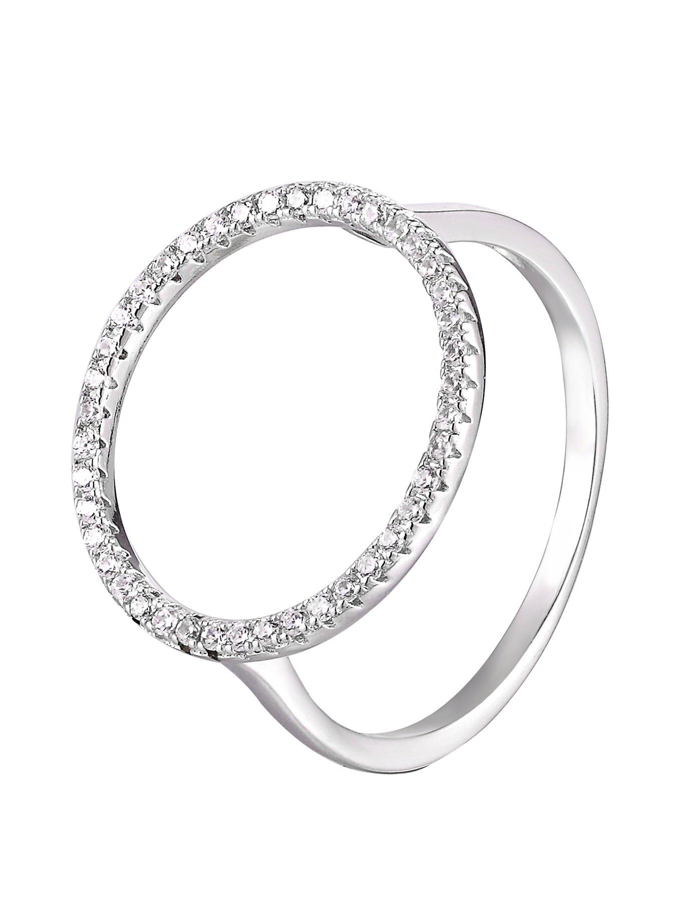 undefined Sterling Silver Open Circle Cubic Zirconia Ring