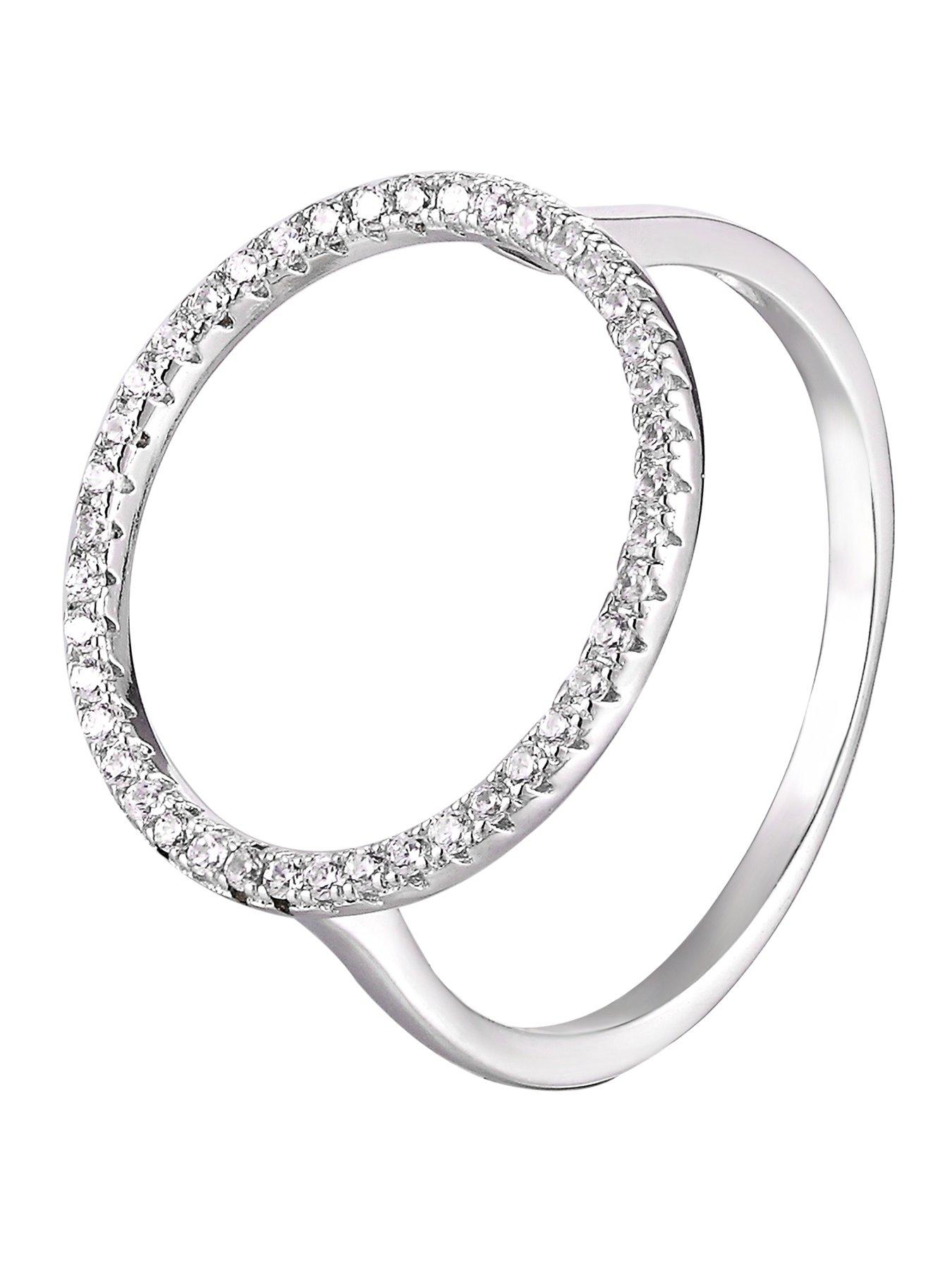  image of the-love-collection-sterling-silver-open-circle-cubic-zirconia-ring