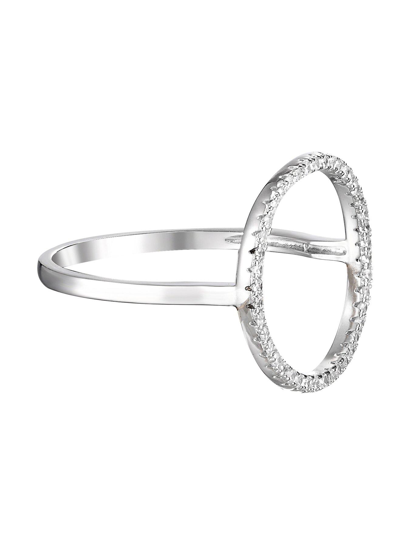  image of the-love-collection-sterling-silver-open-circle-cubic-zirconia-ring