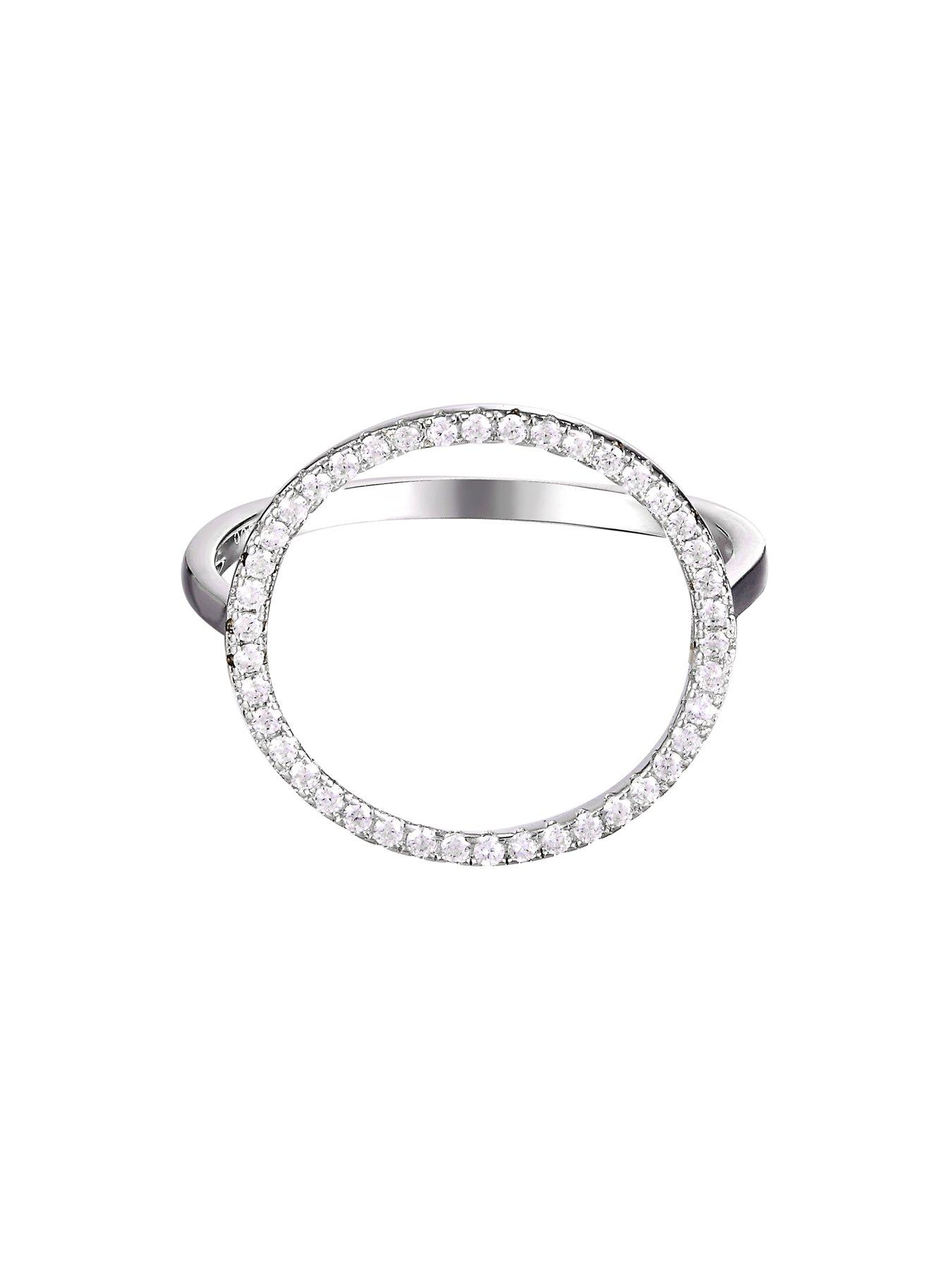  image of the-love-collection-sterling-silver-open-circle-cubic-zirconia-ring