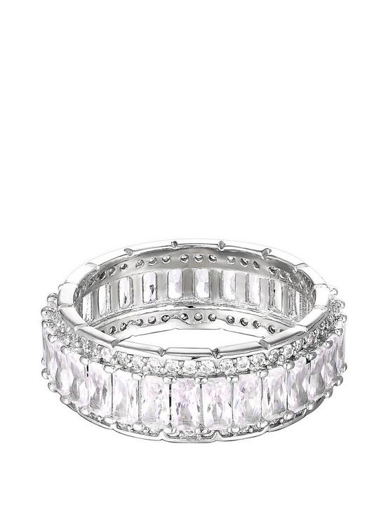 stillFront image of the-love-silver-collection-sterling-sliver-cubic-zirconia-baguette-stone-eternity-ring