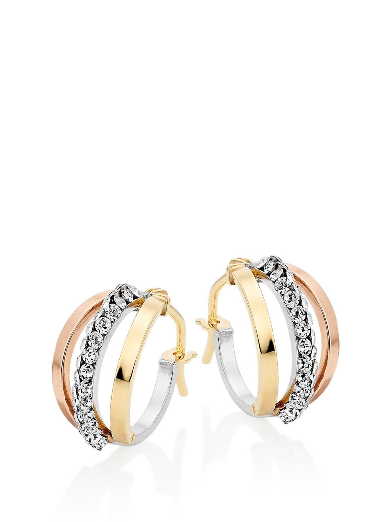 beaverbrooks-9ct-three-colour-gold-crystal-hoop-earrings