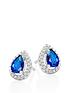  image of beaverbrooks-silver-blue-cubic-zirconia-pear-halo-earrings