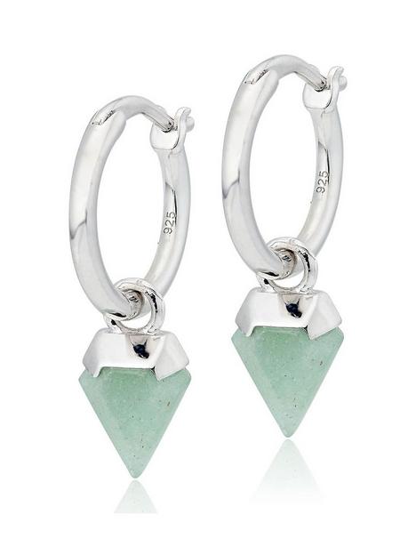 beaverbrooks-silver-aventurine-charm-hoop-earrings