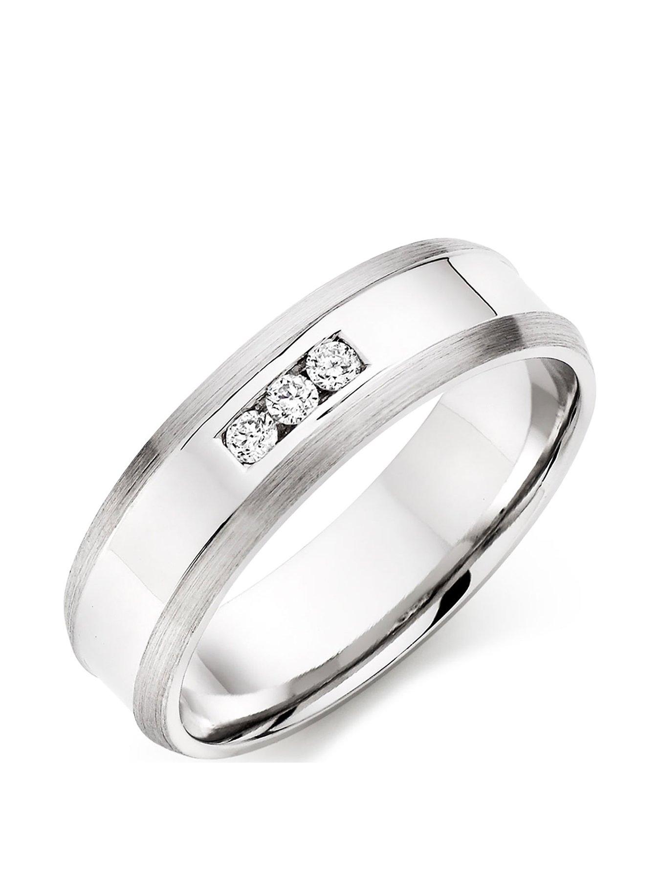 Beaverbrooks 9ct White Gold Diamond Men's Wedding Ring | littlewoods.com