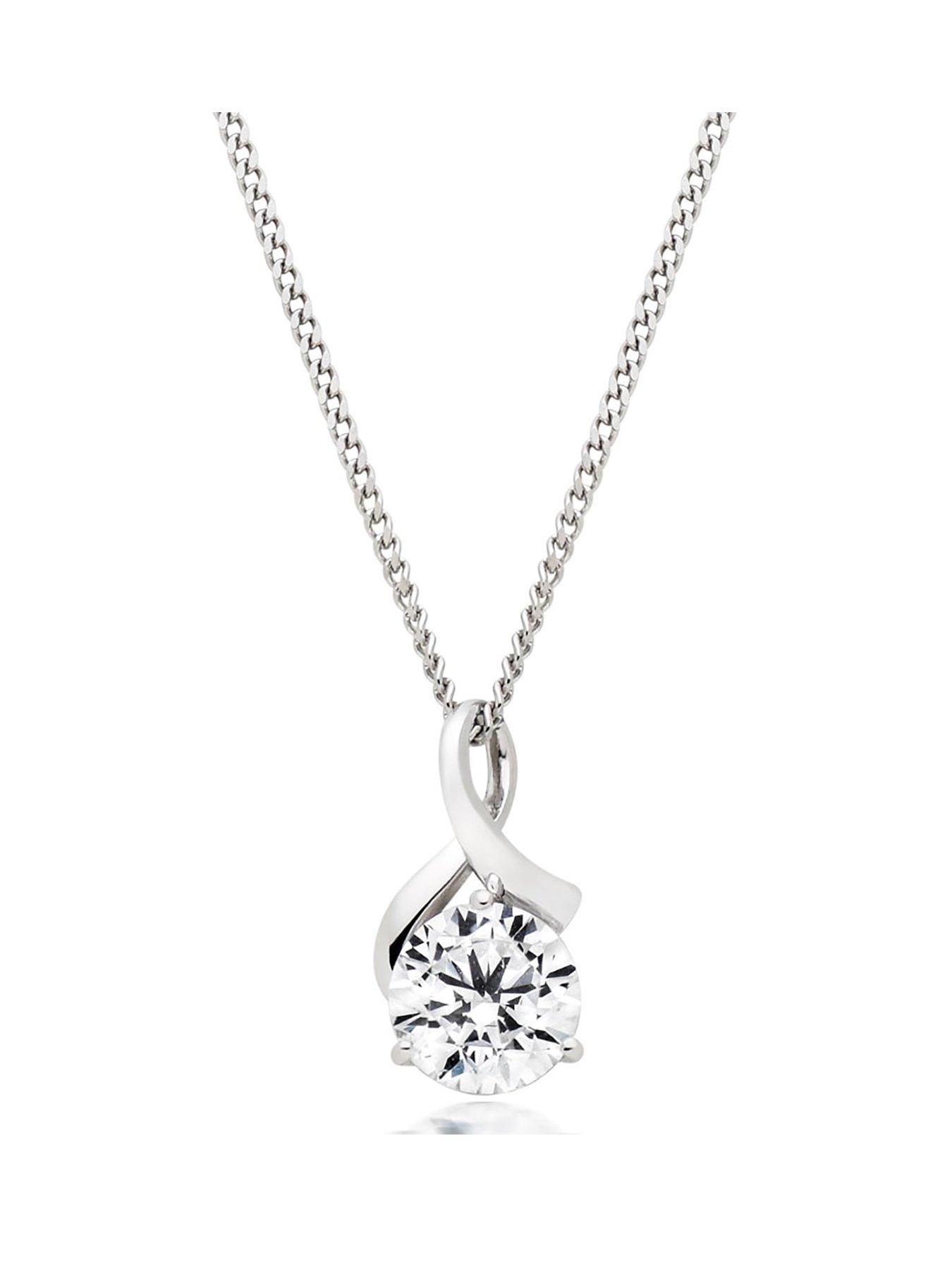 Image 1 of 3 of Beaverbrooks 9ct White Gold Cubic Zirconia Pendant - One Colour