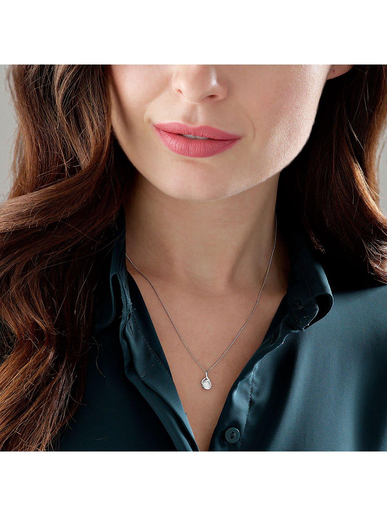Image 2 of 3 of Beaverbrooks 9ct White Gold Cubic Zirconia Pendant - One Colour