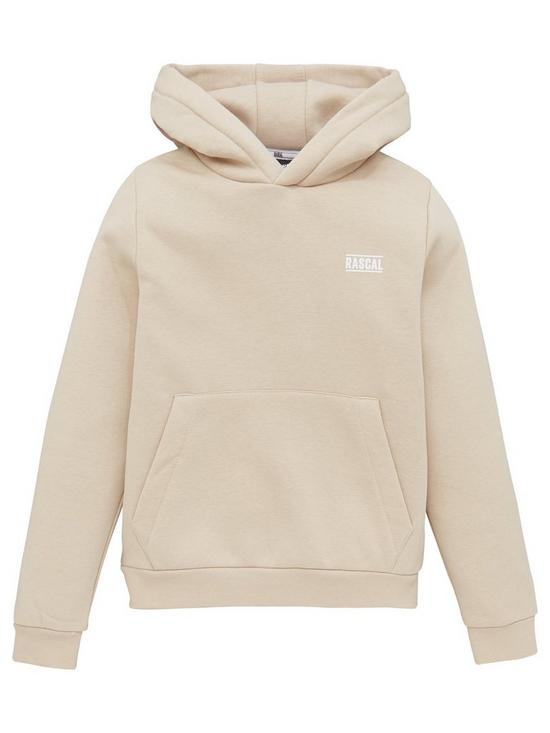 front image of rascal-boys-essential-hoodie-stone
