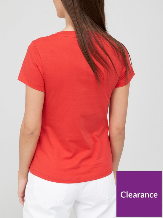 stillFront image of calvin-klein-jeans-short-sleevenbspv-neck-monogram-t-shirt-red