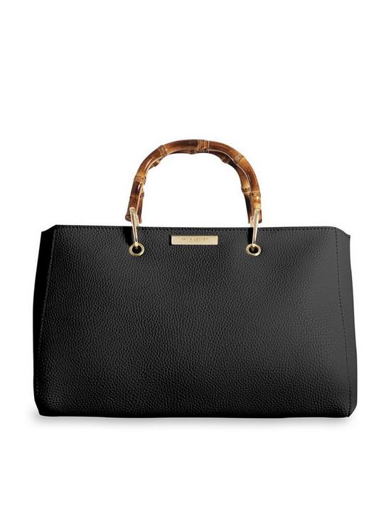 front image of katie-loxton-avery-bamboo-handle-tote-bag-black