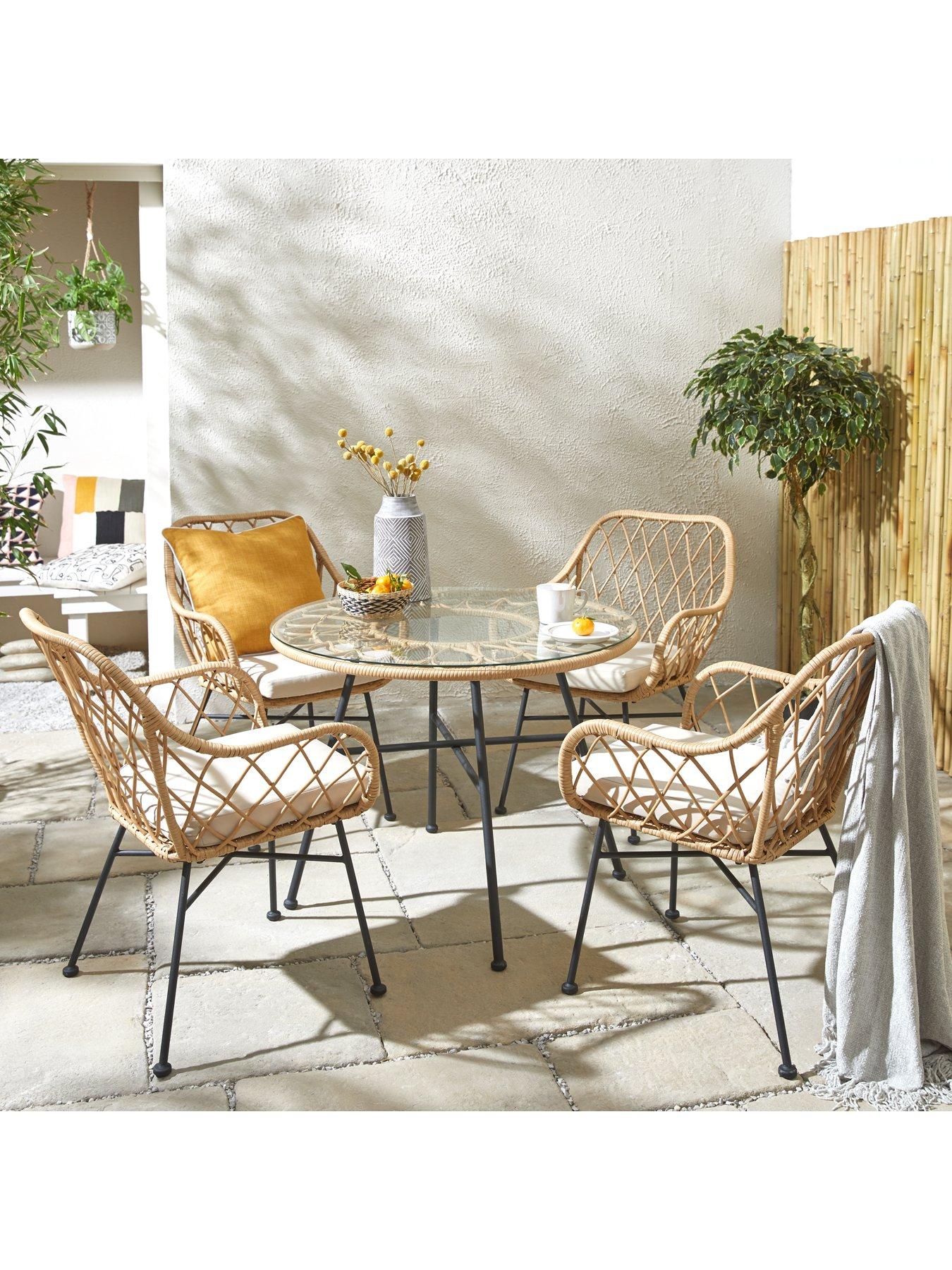 Madrid Cane Effect 4Seater Dining Set