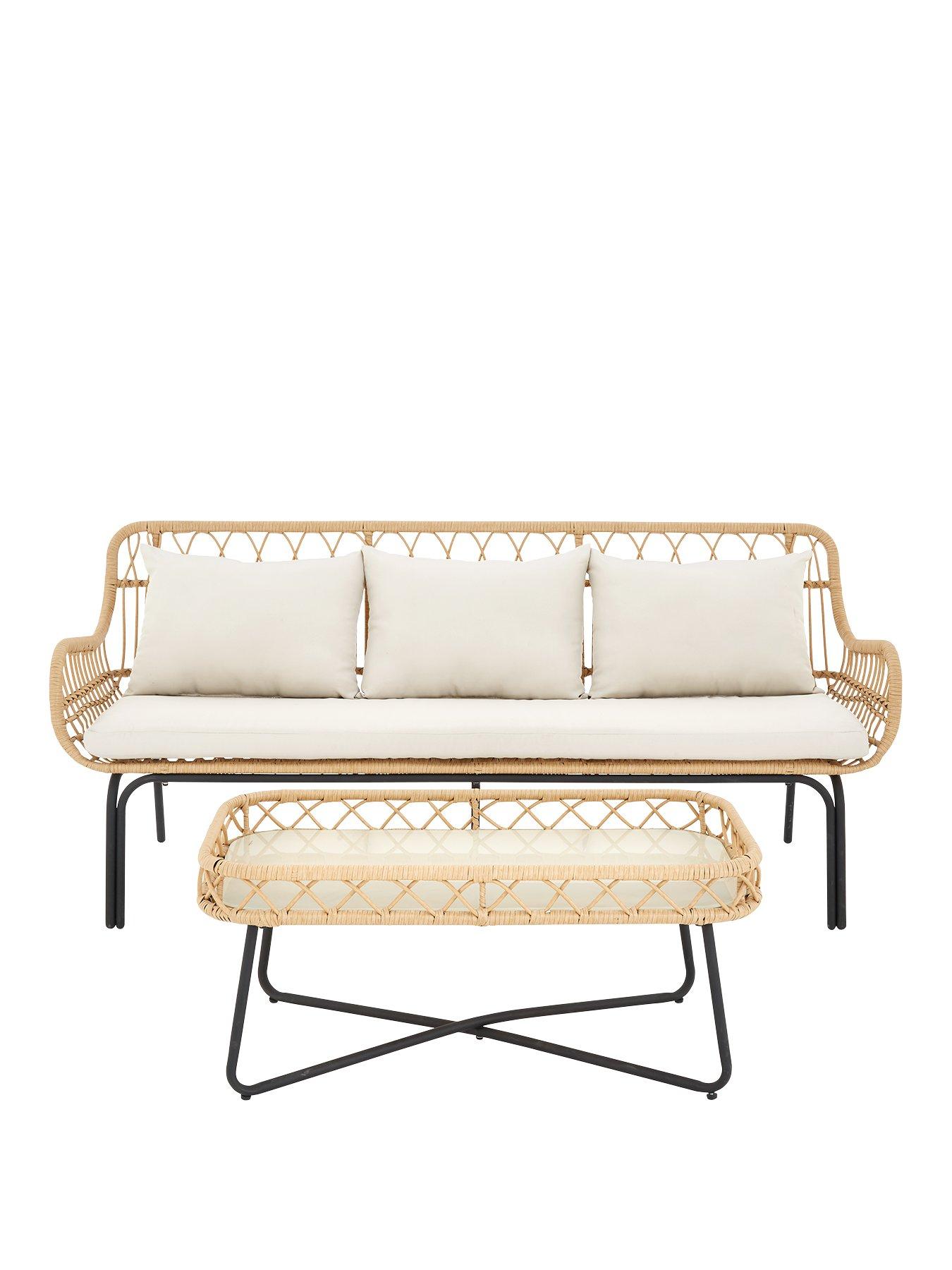 Very Home Madrid Cane Effect Sofa and Coffee Table Set