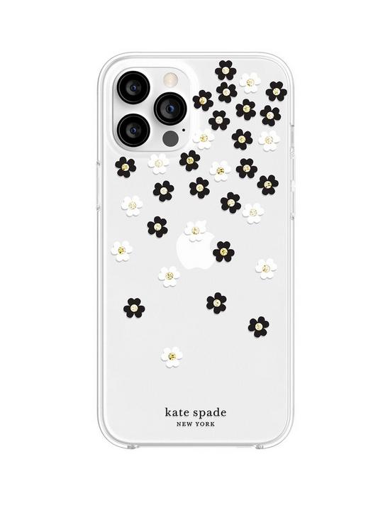 front image of kate-spade-new-york-new-york-hardshell-case-for-iphone-12-pro-max-scattered-flowers