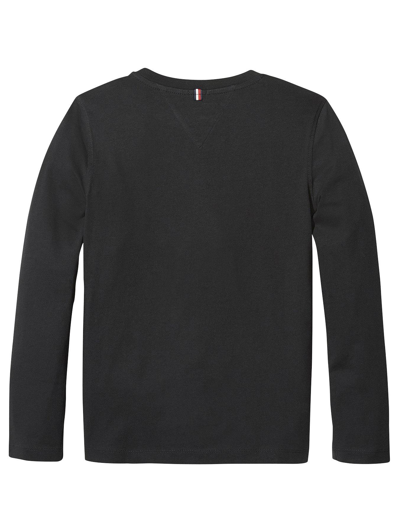 Image 2 of 2 of Tommy Hilfiger Boys Long Sleeve Essential Flag T-Shirt - Black