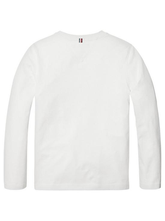 back image of tommy-hilfiger-boys-long-sleeve-essential-flag-t-shirt-white