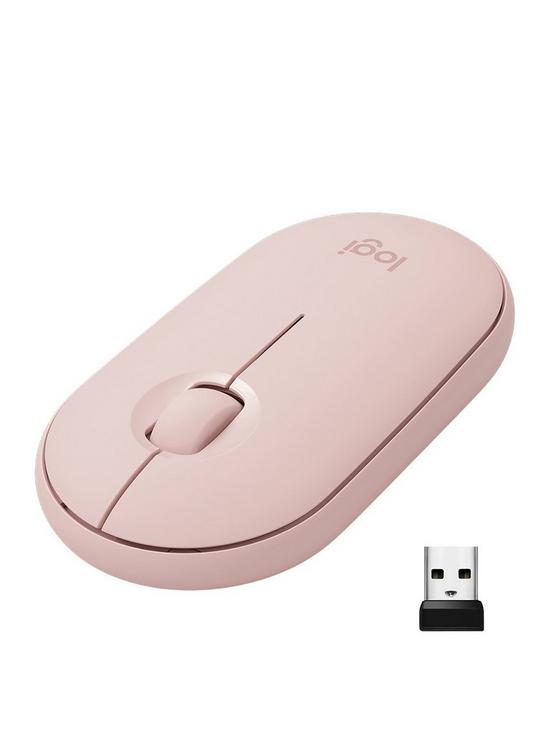 front image of logitech-pebble-m350-wireless-mouse-rose-24ghzbt-na-emea-closed-box