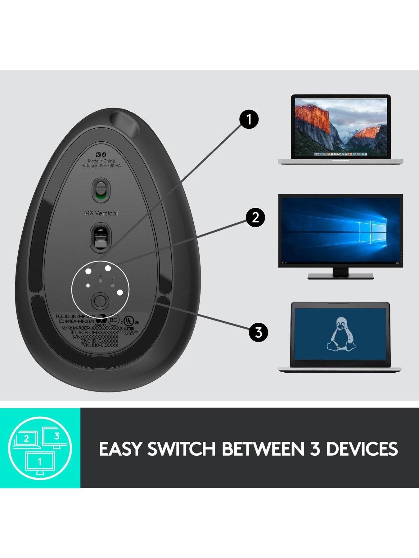Image 6 of 8 of Logitech MX VERTICAL Ergonomic Wireless Mouse - Graphite