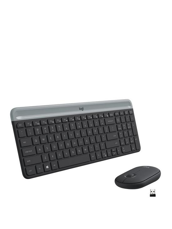 front image of logitech-slim-wireless-keyboard-and-mouse-combo-mk470-graphite-uk