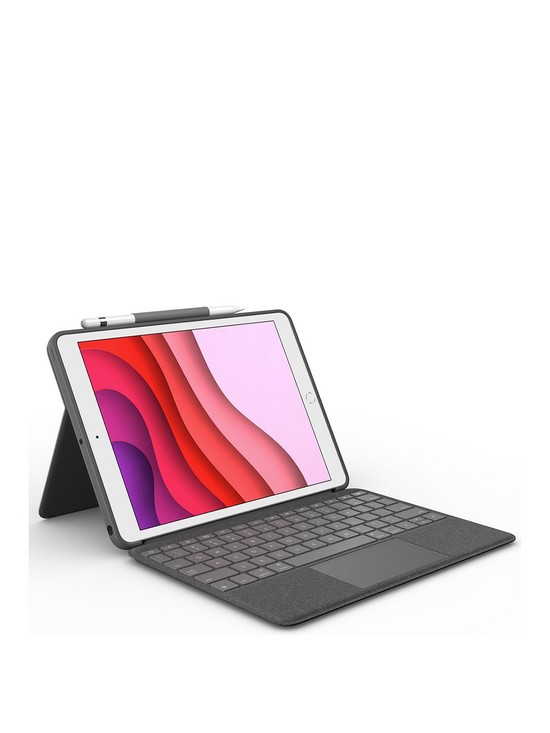 front image of logitech-combo-touch-backlit-keyboard-for-ipad-7th-gen